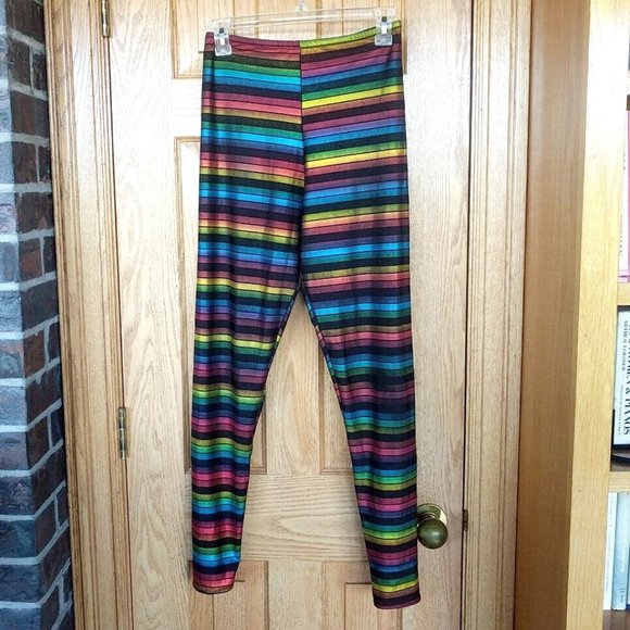 Tattoosik rainbow stripe metallic foil leggings Pride - Picture 1 of 4